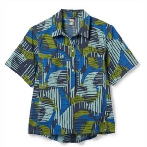 REI CO-OP Trailmade Blue and Green Patterned Shirt